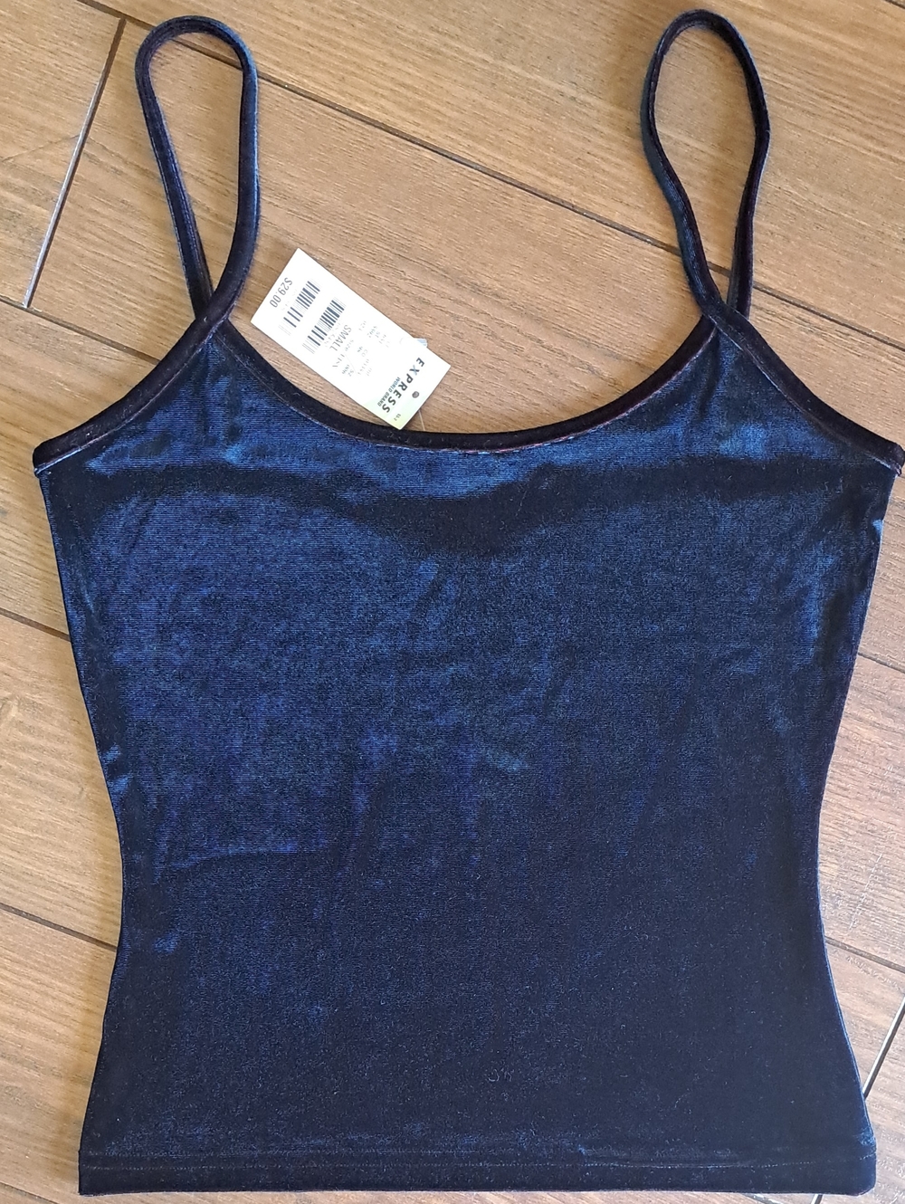 Express World Brand Velvet Cami Top Small Black Burgundy Y2K - Picture 4 of 9